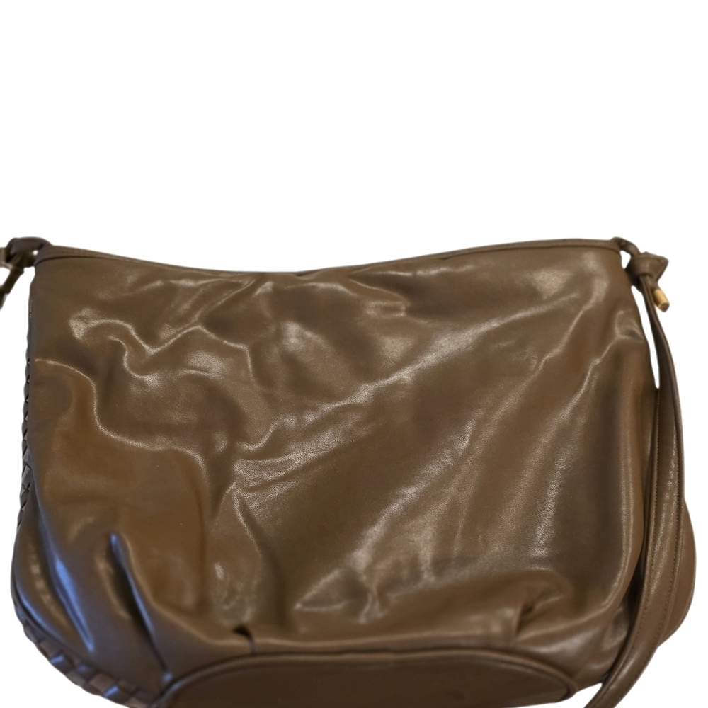 Vintage Empress Elegant Brown Woven Shoulder Bag Gold Hardware - Picture 10 of 12